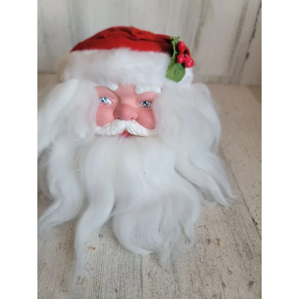 Santa Claus face vintage mistletoe hat ornament Xmas decor‎